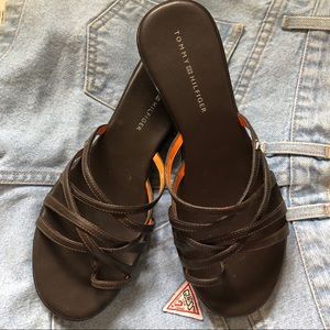 Brown Tommy sandals size 8 brand new leather slip